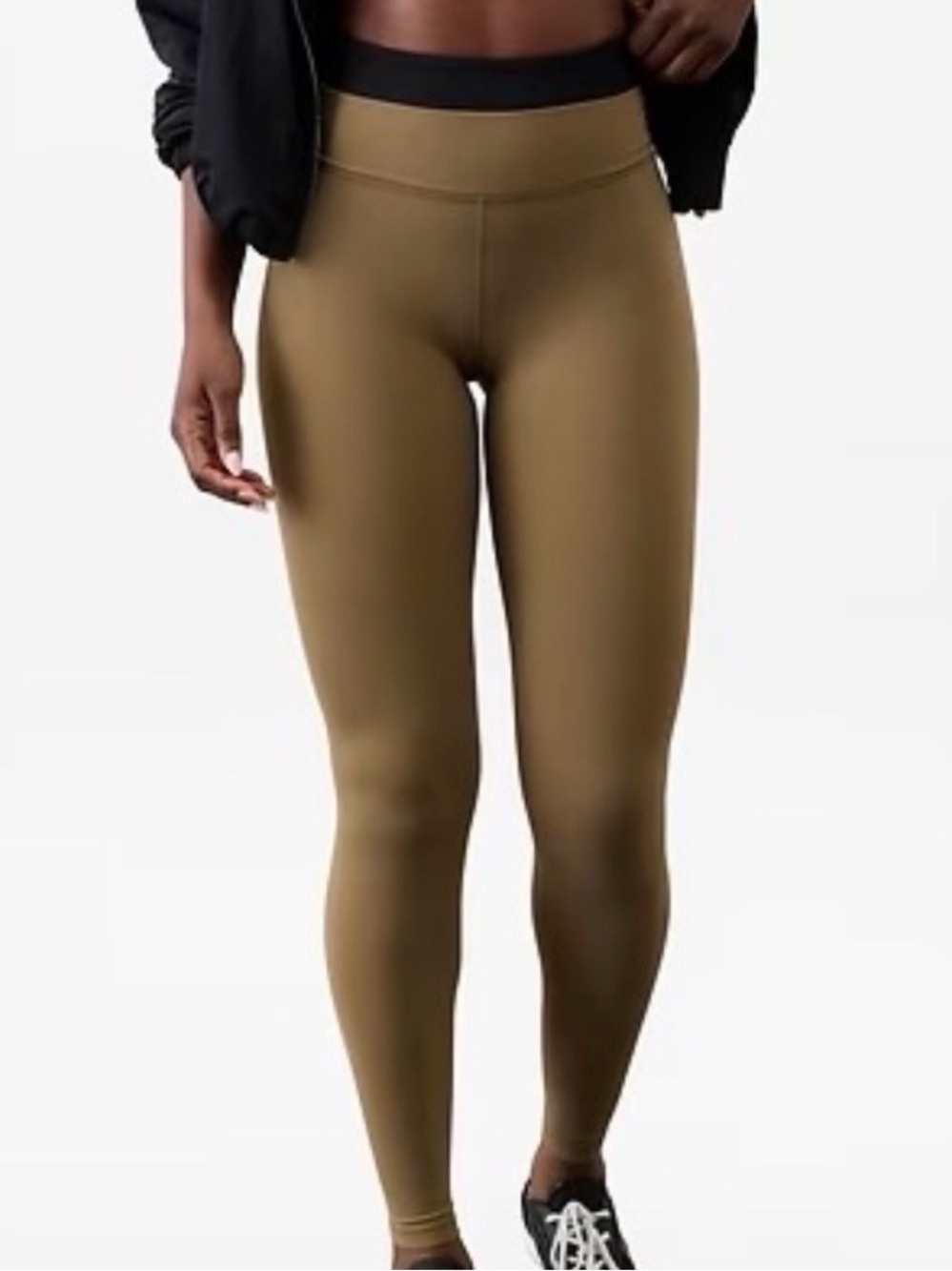 Athleta Ultra High Rise Elation Double Up Tight Leggings Tan Black Women’s S